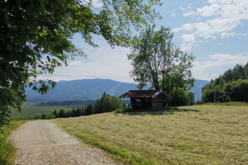 Kleine Rasthütte mit Ausblick